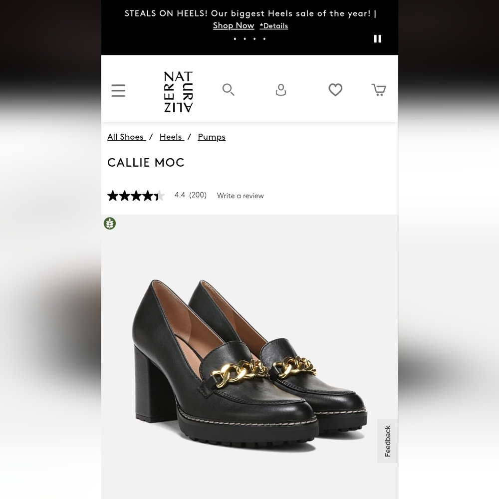 Naturalizer Callie Moc Black Heels with Gold Chain